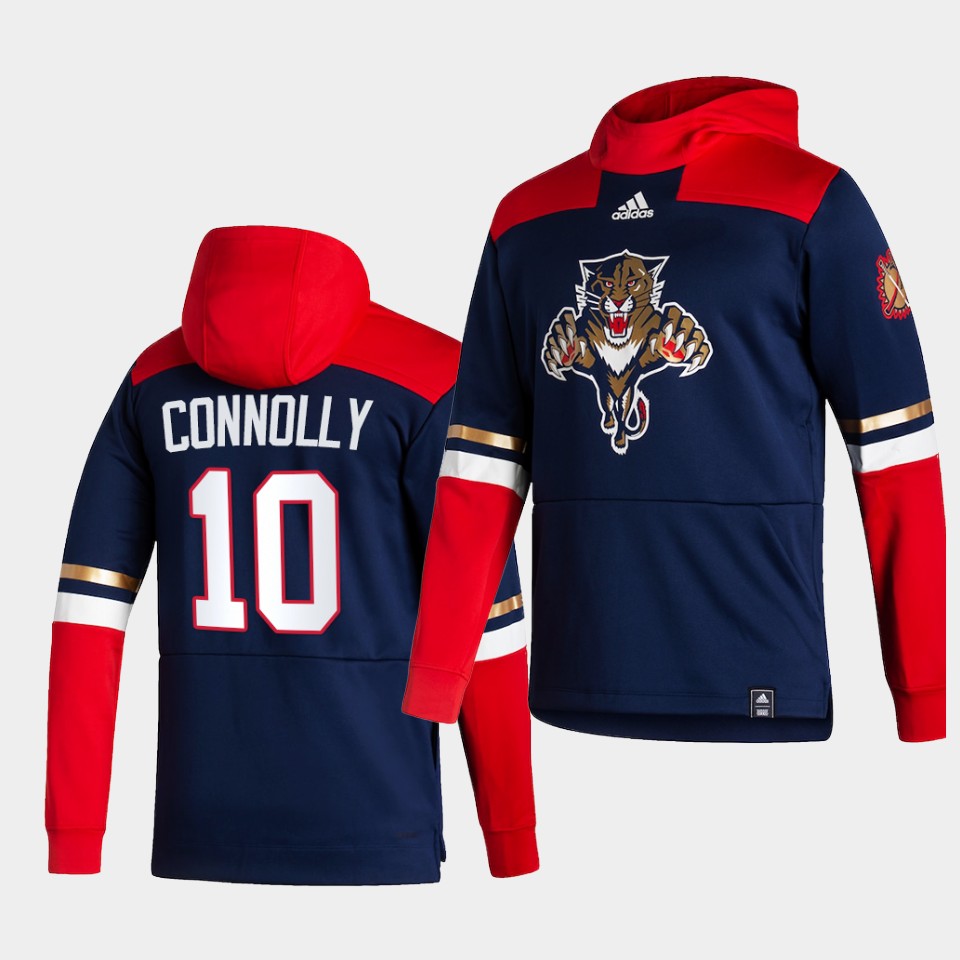 Men Florida Panthers #10 Connolly Blue NHL 2021 Adidas Pullover Hoodie Jersey